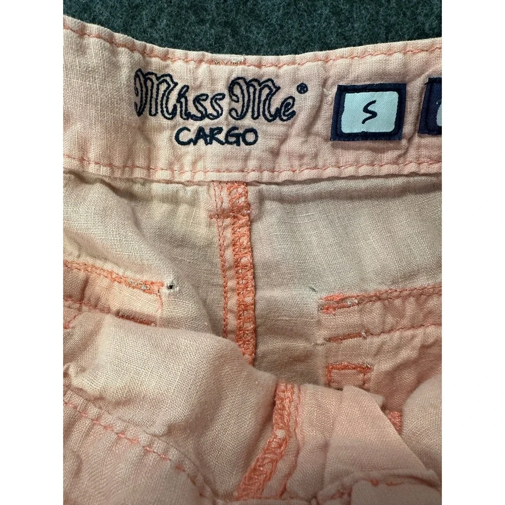 Miss Me Cargo 100% Linen Wide Leg Trouser Pants Coral Pink Small Lagonlook Beach - Picture 8 of 16